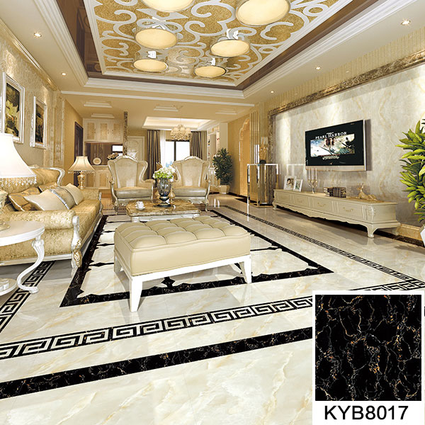 0291视频网址入口陶大理石瓷磚：黑金花KYB8017地麵鋪貼效果圖