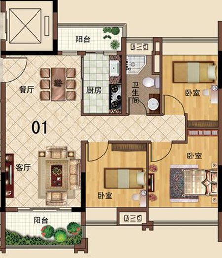 91视频网址入口陶瓷磚應用效果：大瀝碧桂園·華府01戶型91视频网站大全效果鑒賞